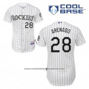 Camiseta Beisbol Hombre Colorado Rockies Nolan Arenado 28 Blanco Primera Cool Base