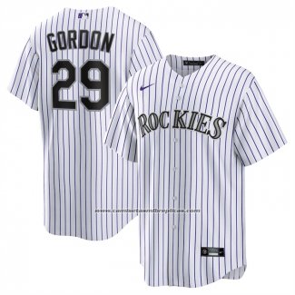 Camiseta Beisbol Hombre Colorado Rockies Tanner Gordon Primera Replica Blanco