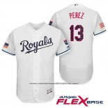 Camiseta Beisbol Hombre Kansas City Royals 2017 Estrellas y Rayas Salvador Perez Blanco Flex Base