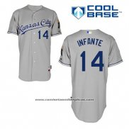 Camiseta Beisbol Hombre Kansas City Royals Omar Infante 14 Gris Cool Base