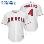 Camiseta Beisbol Hombre Los Angeles Angels 4 Brandon Phillips Blanco Primera Jugador Cool Base