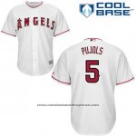 Camiseta Beisbol Hombre Los Angeles Angels Albert Pujols 5 Blanco Primera Cool Base Camiseta Beisbol Hombre Los Angeles Angels Albert Pujols 5 Blanco Primera Cool Base