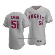 Camiseta Beisbol Hombre Los Angeles Angels Jaime Barria Autentico Road Gris