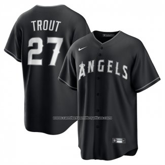 Camiseta Beisbol Hombre Los Angeles Angels Mike Trout Lights Out Replica Negro