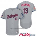 Camiseta Beisbol Hombre Los Angeles Dodgers 2017 Estrellas y Rayas Carl Crawford Gris Flex Base Camiseta Beisbol Hombre Los Angeles Dodgers 2017 Estrellas y Rayas Carl Crawford Gris Flex Base