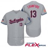 Camiseta Beisbol Hombre Los Angeles Dodgers 2017 Estrellas y Rayas Carl Crawford Gris Flex Base