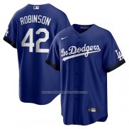 Camiseta Beisbol Hombre Los Angeles Dodgers Jackie Robinson City Connect Replica Azul