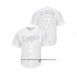 Camiseta Beisbol Hombre Los Angeles Dodgers Julio Urias 2019 Players Weekend El Culichi Replica Blanco