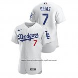 Camiseta Beisbol Hombre Los Angeles Dodgers Julio Urias Autentico Blanco