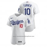Camiseta Beisbol Hombre Los Angeles Dodgers Justin Turner Autentico Blanco