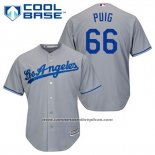 Camiseta Beisbol Hombre Los Angeles Dodgers Yasiel Puig 66 Gris Cool Base