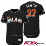 Camiseta Beisbol Hombre Miami Marlins 27 Giancarlo Stanton Negro 2017 Flex Base