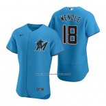 Camiseta Beisbol Hombre Miami Marlins Joey Wendle Autentico Alterno Azul