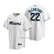 Camiseta Beisbol Hombre Miami Marlins Sandy Alcantara Replica Primera Blanco
