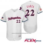 Camiseta Beisbol Hombre Milwaukee Brewers 2017 Estrellas y Rayas Matt Garza Blanco Flex Base