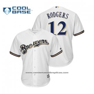 Camiseta Beisbol Hombre Milwaukee Brewers Aaron Rodgers Cool Base Crossover Blanco