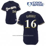 Camiseta Beisbol Hombre Milwaukee Brewers Aramis Ramirez 16 Azul Alterno Cool Base