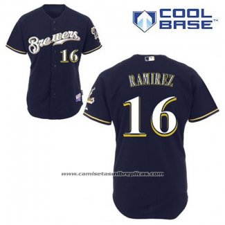 Camiseta Beisbol Hombre Milwaukee Brewers Aramis Ramirez 16 Azul Alterno Cool Base