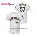 Camiseta Beisbol Hombre Milwaukee Brewers Chase Anderson Autentico Flex Base Blanco Azul