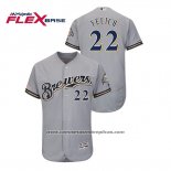 Camiseta Beisbol Hombre Milwaukee Brewers Christian Yelich Autentico Flex Base Gris