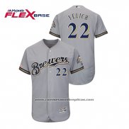 Camiseta Beisbol Hombre Milwaukee Brewers Christian Yelich Autentico Flex Base Gris