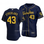 Camiseta Beisbol Hombre Milwaukee Brewers Hunter Strickland Autentico Alterno Azul