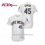 Camiseta Beisbol Hombre Milwaukee Brewers Jhoulys Chacin Autentico Flex Base Blanco Azul