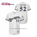 Camiseta Beisbol Hombre Milwaukee Brewers Jimmy Nelson Autentico Flex Base Blanco