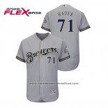 Camiseta Beisbol Hombre Milwaukee Brewers Josh Hader Autentico Flex Base Gris
