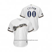 Camiseta Beisbol Hombre Milwaukee Brewers Personalizada 2019 Postemporada Cool Base Blanco