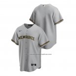 Camiseta Beisbol Hombre Milwaukee Brewers Replica Road Gris