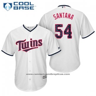 Camiseta Beisbol Hombre Minnesota Twins 2017 Estrellas y Rayas Ervin Santana Blanco Cool Base