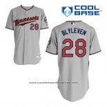 Camiseta Beisbol Hombre Minnesota Twins Bert Blyleven 28 Gris Cool Base