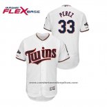 Camiseta Beisbol Hombre Minnesota Twins Martin Perez 2019 Postemporada Flex Base Blanco