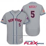 Camiseta Beisbol Hombre New York Mets 2017 Estrellas y Rayas David Wright Gris Flex Base