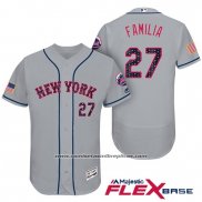 Camiseta Beisbol Hombre New York Mets 2017 Estrellas y Rayas Jeurys Familia Gris Flex Base