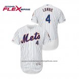 Camiseta Beisbol Hombre New York Mets Jed Lowrie 150th Aniversario Patch Autentico Flex Base Blanco