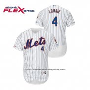 Camiseta Beisbol Hombre New York Mets Jed Lowrie 150th Aniversario Patch Autentico Flex Base Blanco