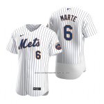 Camiseta Beisbol Hombre New York Mets Starling Marte Autentico Primera Blanco