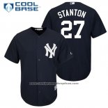 Camiseta Beisbol Hombre New York Yankees 27 Giancarlo Stanton Azulreplica Jugador Cool Base