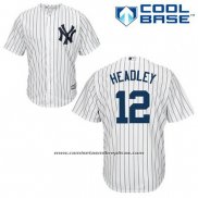 Camiseta Beisbol Hombre New York Yankees Chase Headley 12 Blanco Primera Cool Base