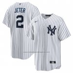 Camiseta Beisbol Hombre New York Yankees Derek Jeter Retired Primera Replica Blanco