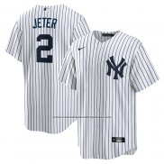 Camiseta Beisbol Hombre New York Yankees Derek Jeter Retired Primera Replica Blanco