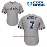 Camiseta Beisbol Hombre New York Yankees Mickey Mantle 7 Gris Cool Base