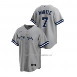 Camiseta Beisbol Hombre New York Yankees Mickey Mantle Replica Road Gris