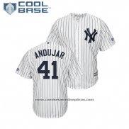 Camiseta Beisbol Hombre New York Yankees Miguel Andujar Cool Base Primera Replica Blanco