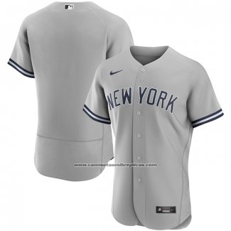 Camiseta Beisbol Hombre New York Yankees Road Autentico Gris