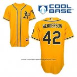Camiseta Beisbol Hombre Oakland Athletics Dave Henderson 42 Oro Alterno Cool Base