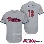 Camiseta Beisbol Hombre Philadelphia Phillies 2017 Estrellas y Rayas Frojody Galvis Gris Flex Base