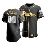 Camiseta Beisbol Hombre Philadelphia Phillies Personalizada Golden Edition Autentico Negro